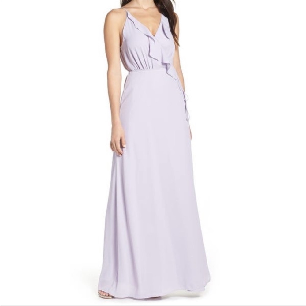 Wayf Jamie Ruffle Wrap Dress - Lavender Small